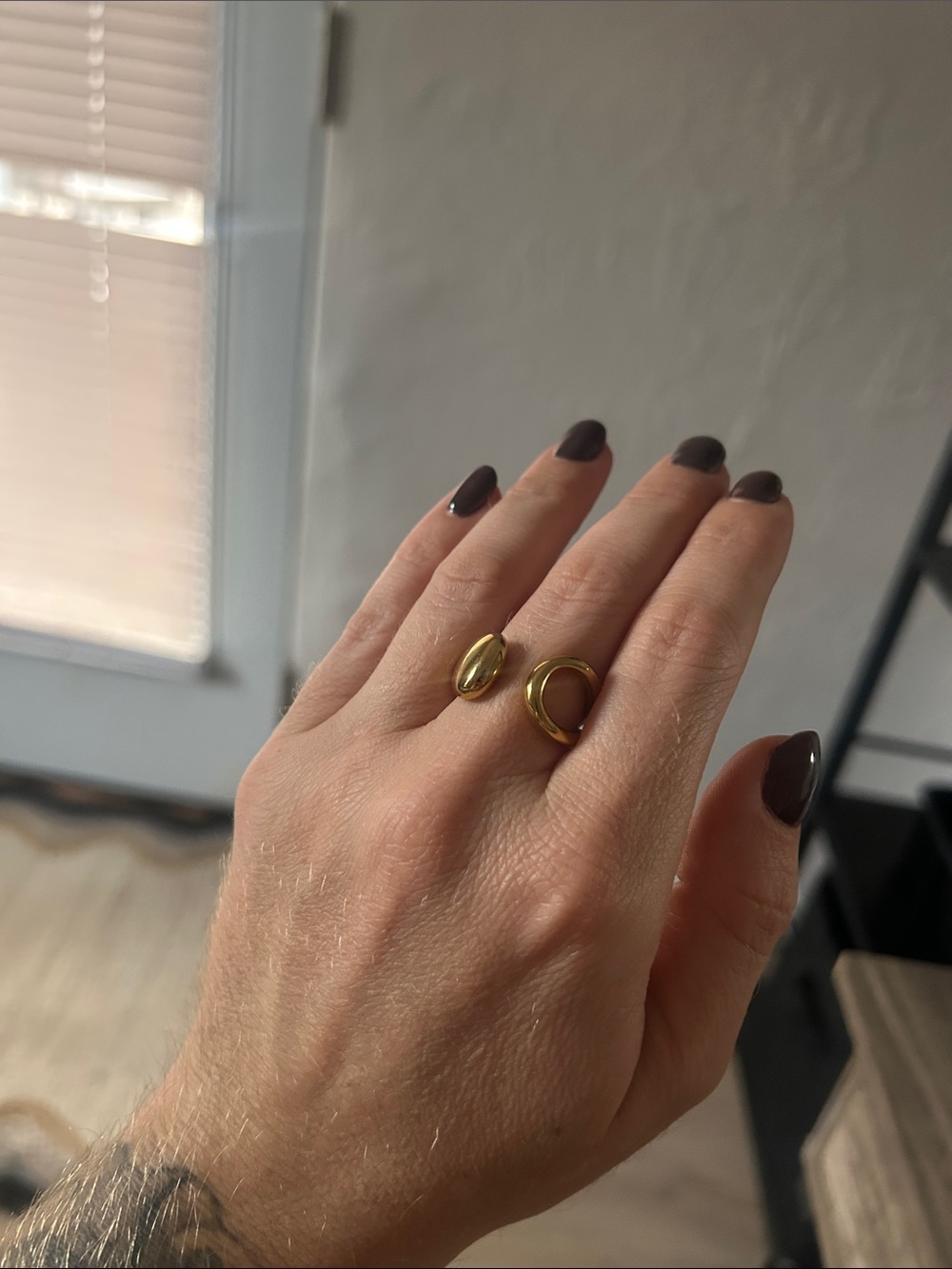 Gold Open Circle Adjustable Ring - Women's Jewelry